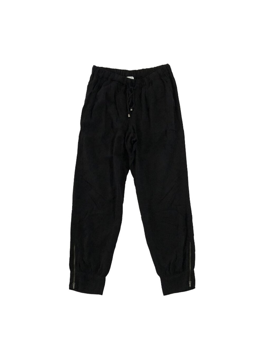 Splendid Pants Womens Size M Black Drawstring Elastic Waist Zippers Relaxed Fit